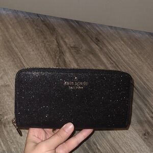 Kate Spade Black Sparkle Zip Wallet